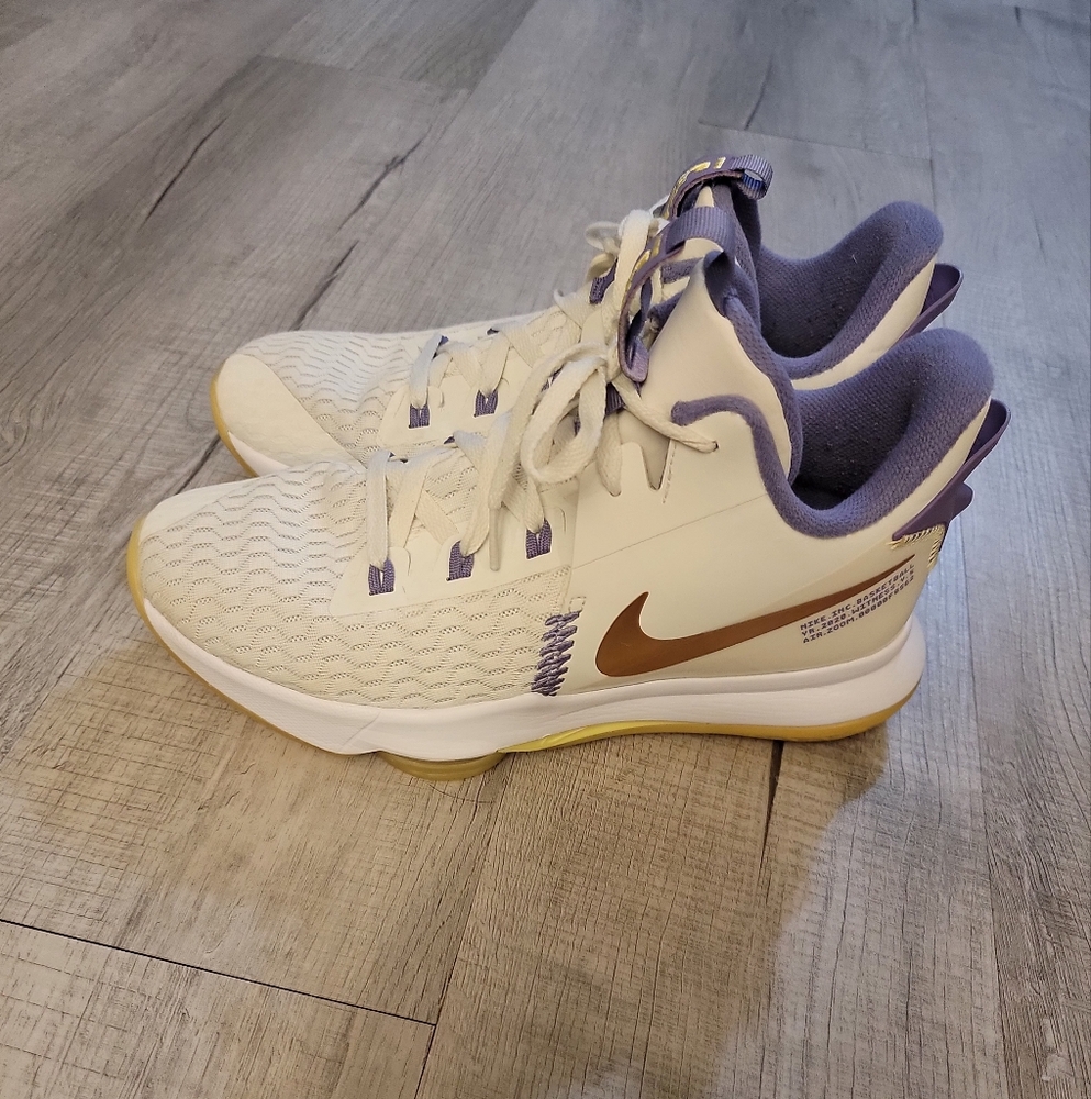 Nike Mens Lebron Witness 5 Summit White Bronze Basketball Shoes  CQ9380-102